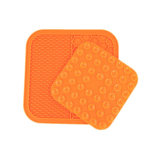 Comedouro Tapete Interativo de Lamber para Cães e Gatos Licking Mat - Cor Laranja - Shop Bem